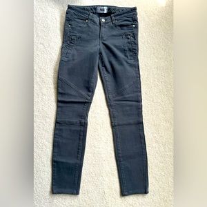 New Paige Denim Twill Gray Grey Skinny moto pants 25 Nordstrom